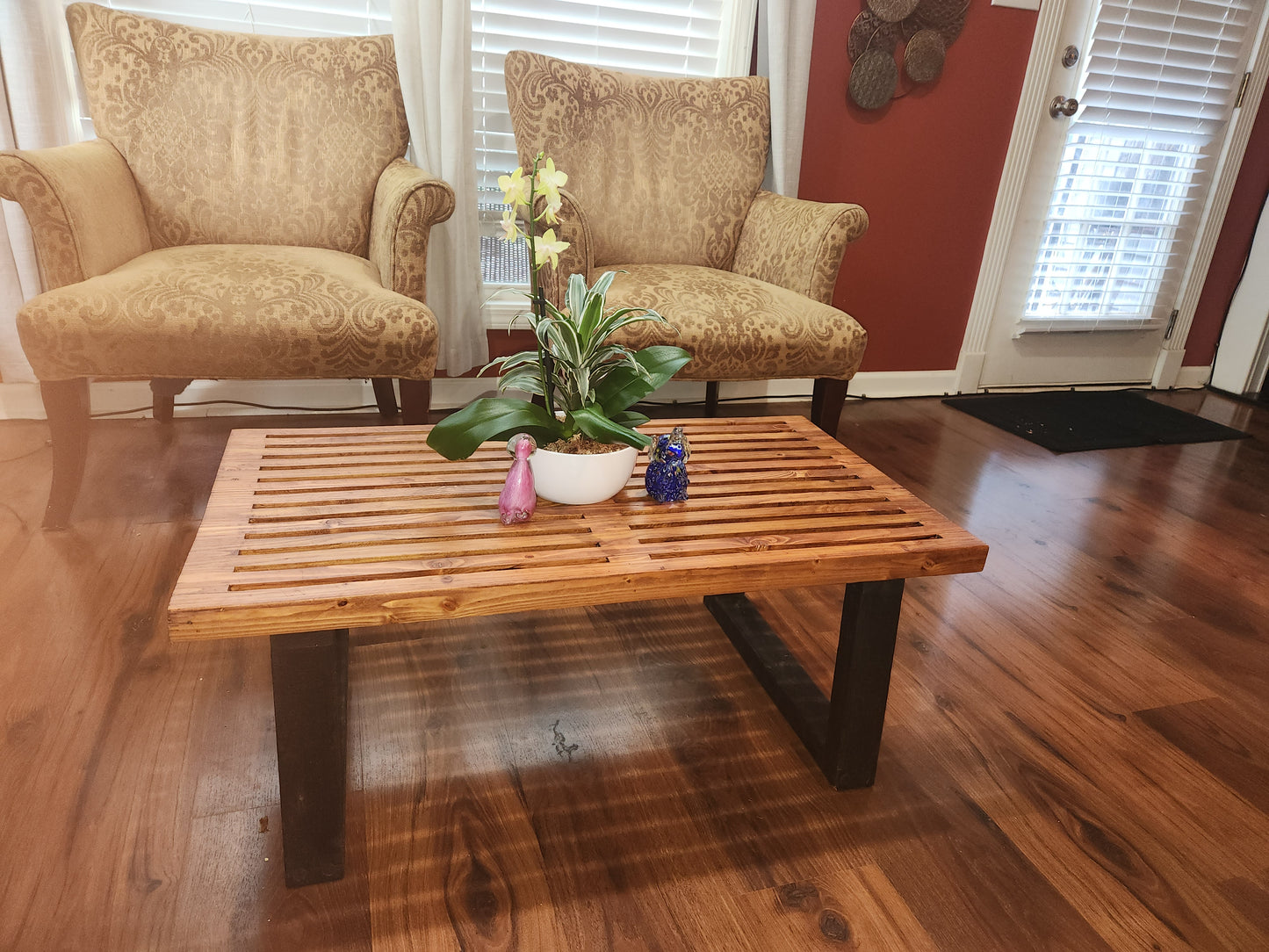 Modern Mid-Century Rustic Slated Coffee Table