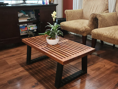 Modern Mid-Century Rustic Slated Coffee Table