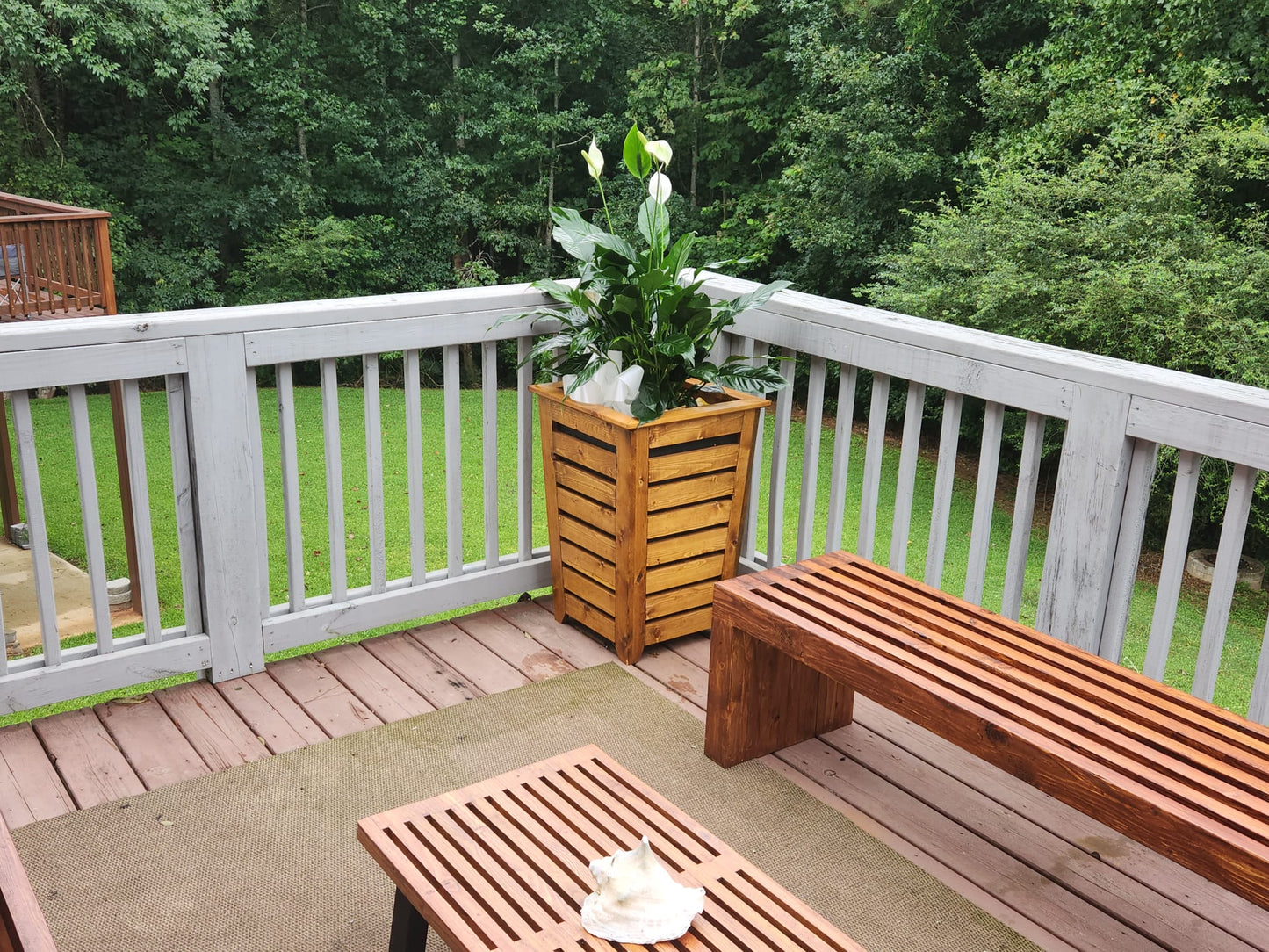 Tall Tapered Planter - Pine Wood, Varnish Finish